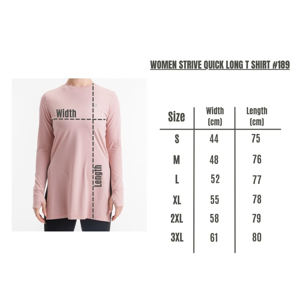 Women STRIVE Quick Long T Shirt  #189